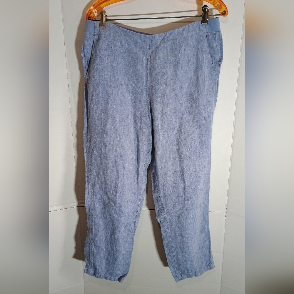 J. Jill Love Linen Soft Blue Linen Pants Size Medium